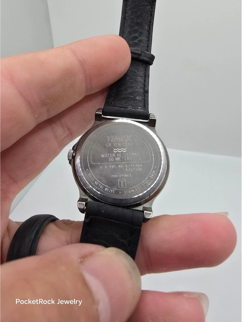 Timex Expedition Indiglo Quartz Date WR 50M White Dial Black Leather Strap